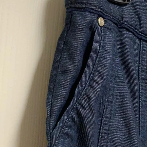 Long dark wash chambray denim skirt - Picture 2 of 5